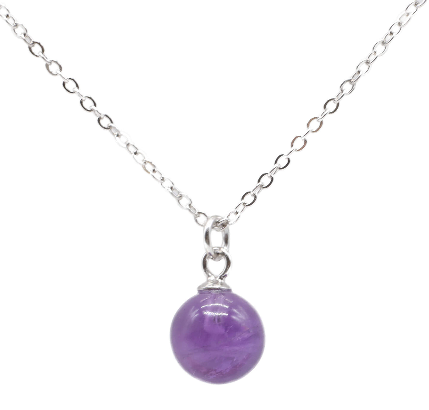 Collier Argent 925 Améthyste Boule
