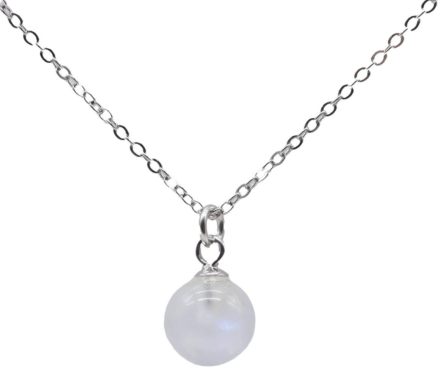 Collier Argent 925 Pierre de Lune Boule