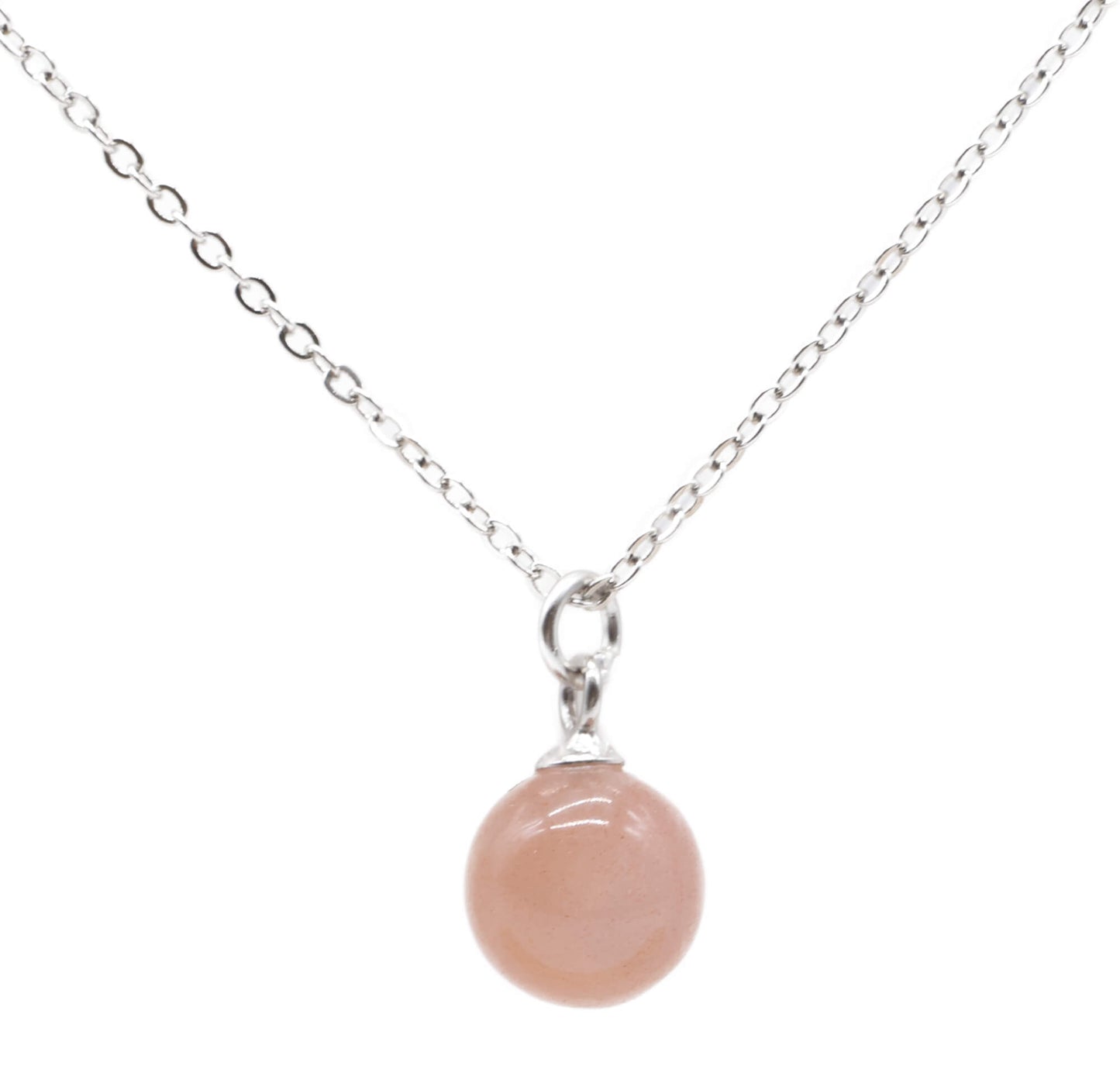 Collier Argent 925 Pierre de Soleil Boule