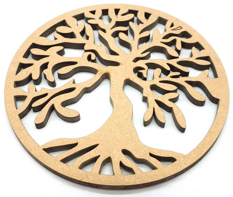 Plaque Bois Arbre de Vie Sculptée 20cm