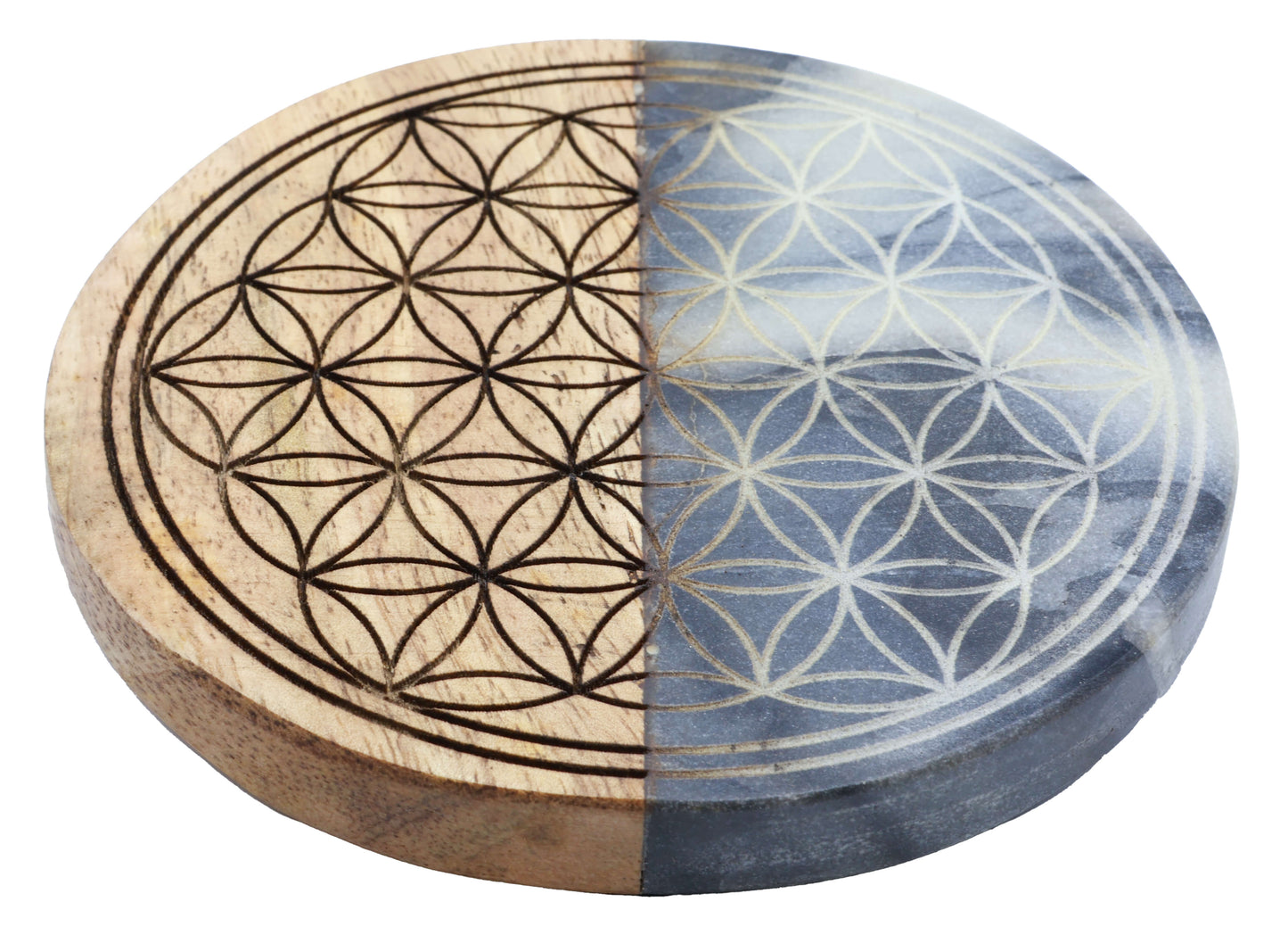 Plaque Bois/Marbre Fleur de Vie 10cm