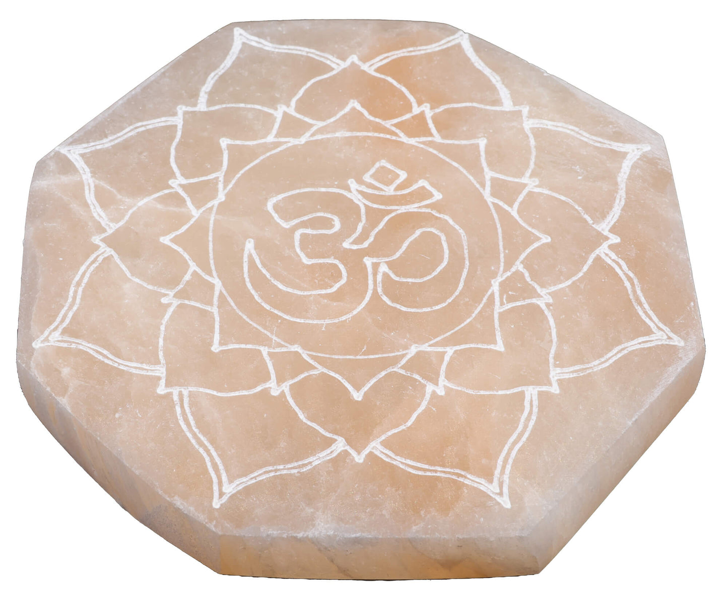 Plaque Sélénite Orange OM Hexa 10cm