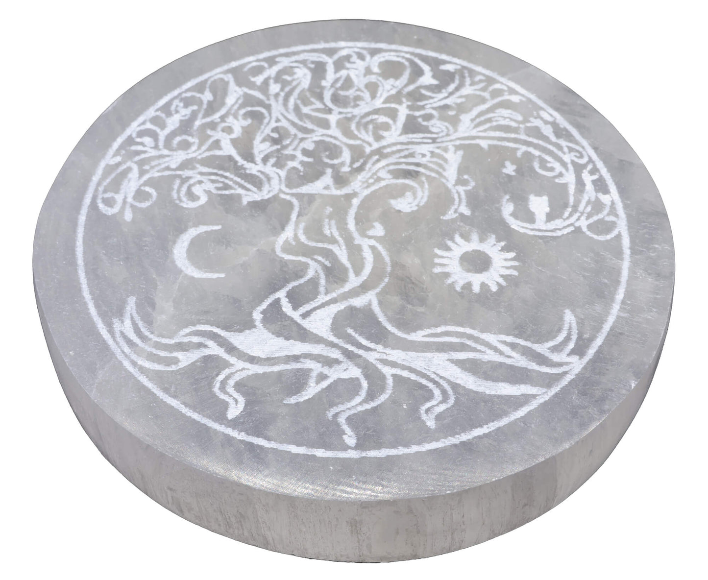 Plaque Sélénite Arbre de Vie Stylisé 10cm