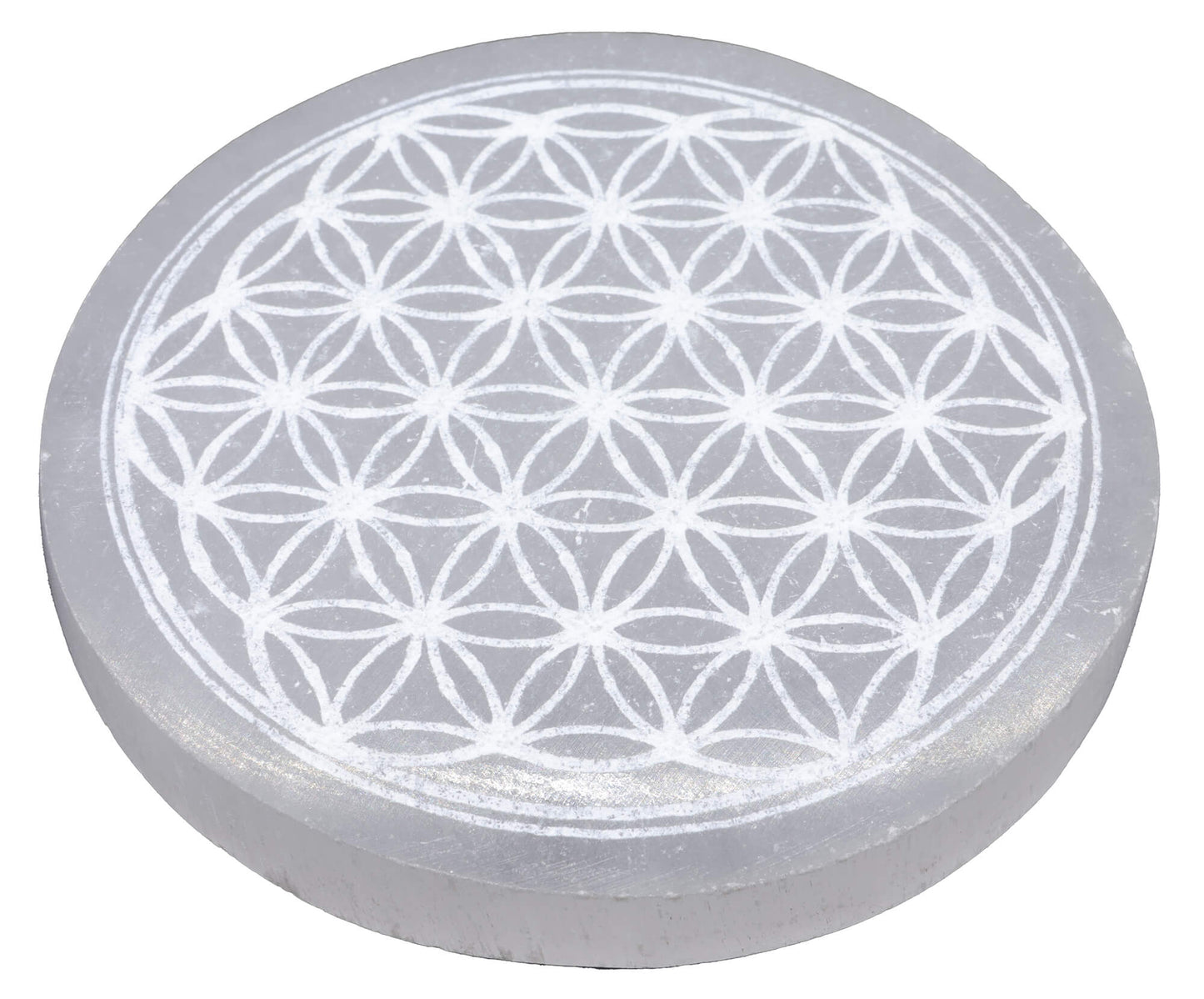 Plaque Sélénite Fleur de Vie 10cm