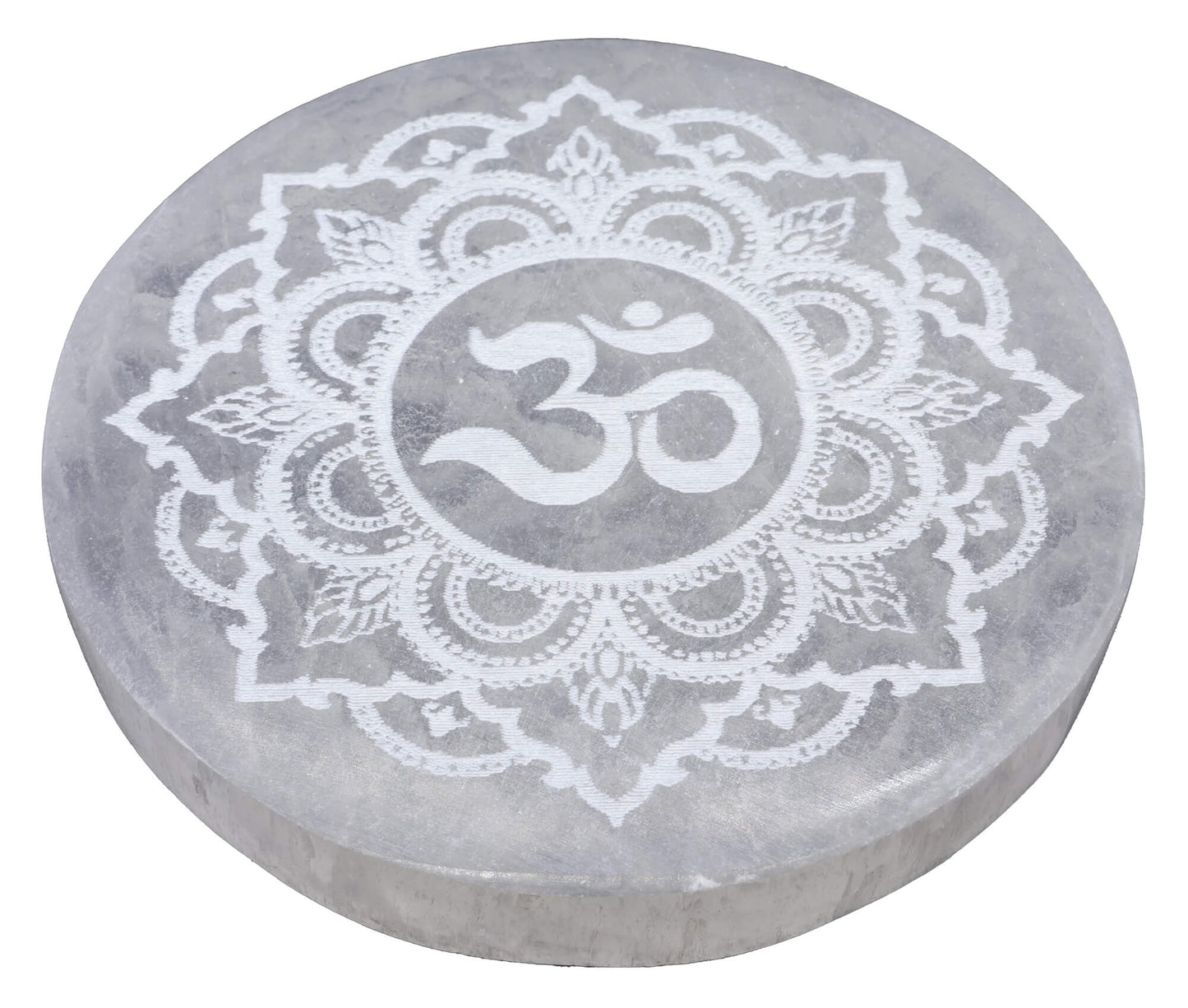 Plaque Sélénite OM Motifs 10cm