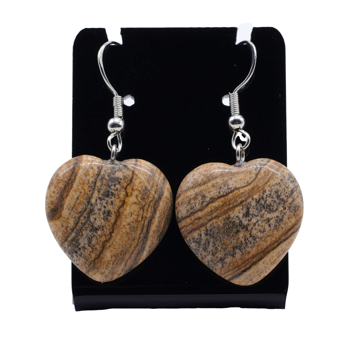 Boucles d'oreilles Coeur Jaspe Paysage 4cm