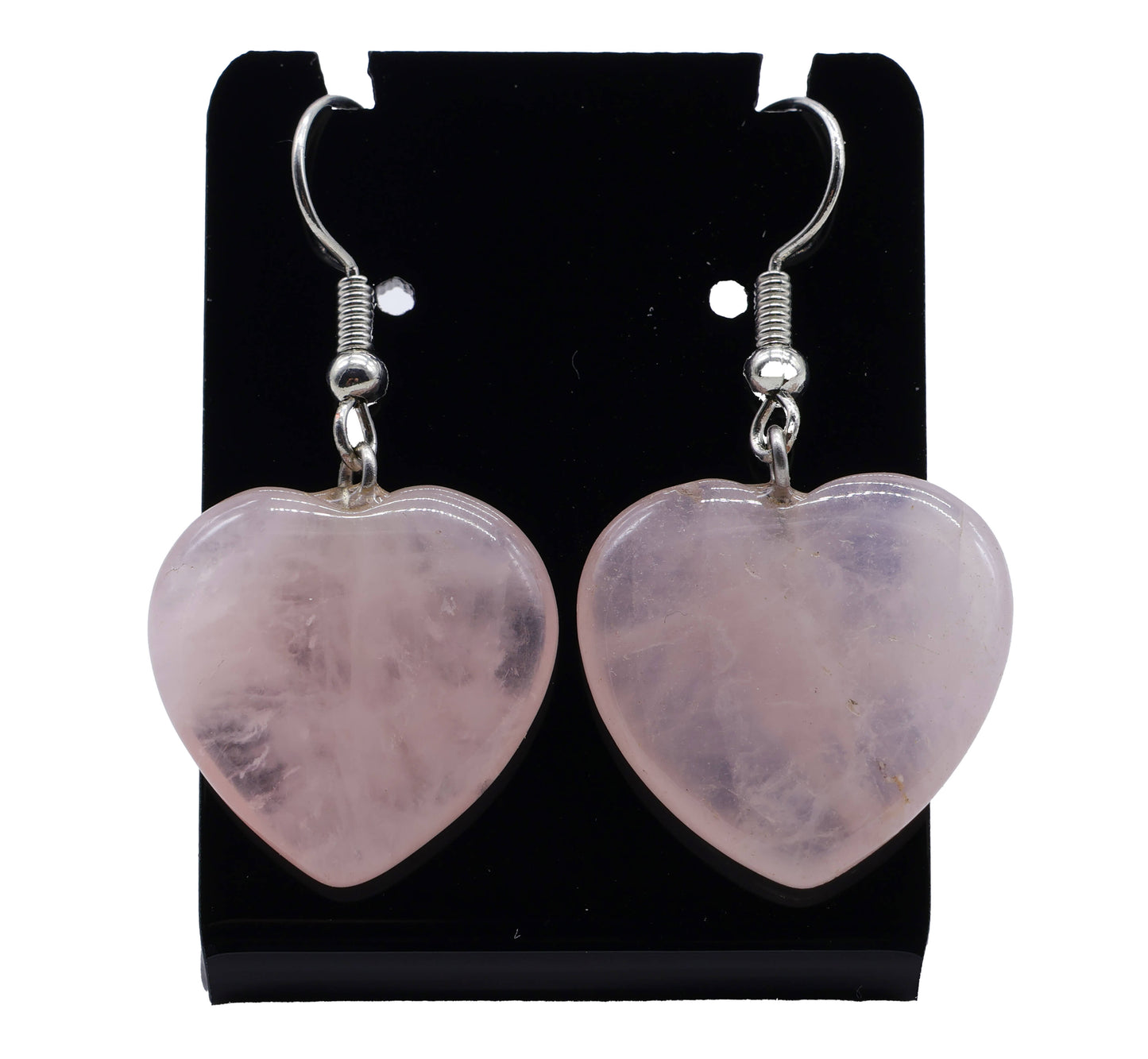 Boucles d'oreilles Coeur Quartz Rose 4cm