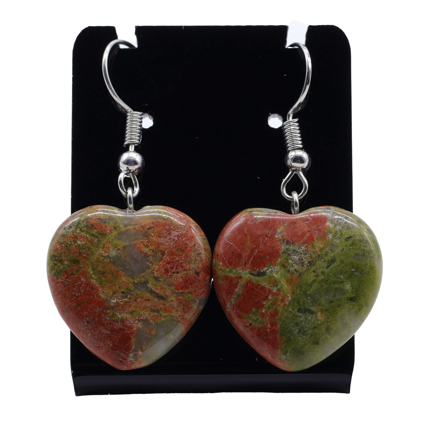 Boucles d'oreilles Coeur Unakite 4cm