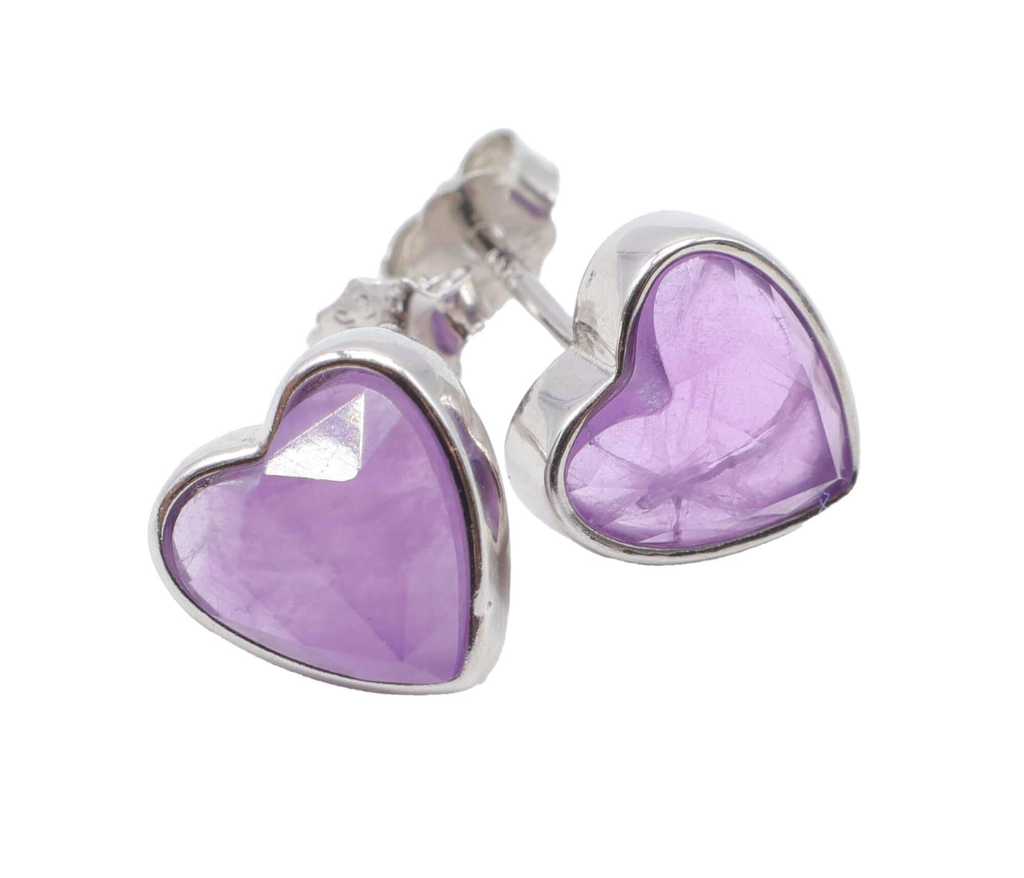 Boucles d'oreilles Argent 925 Améthyste Coeur