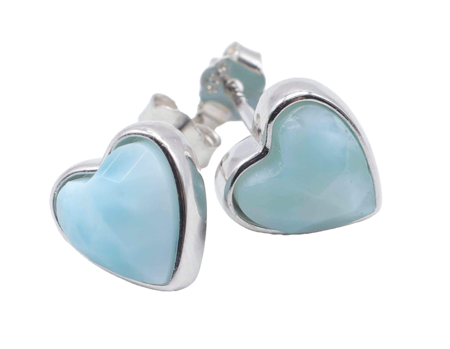 Boucles d'oreilles Argent 925 Larimar Coeur
