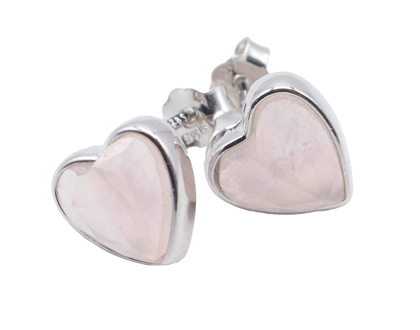 Boucles d'oreilles Argent 925 Quartz Rose Coeur