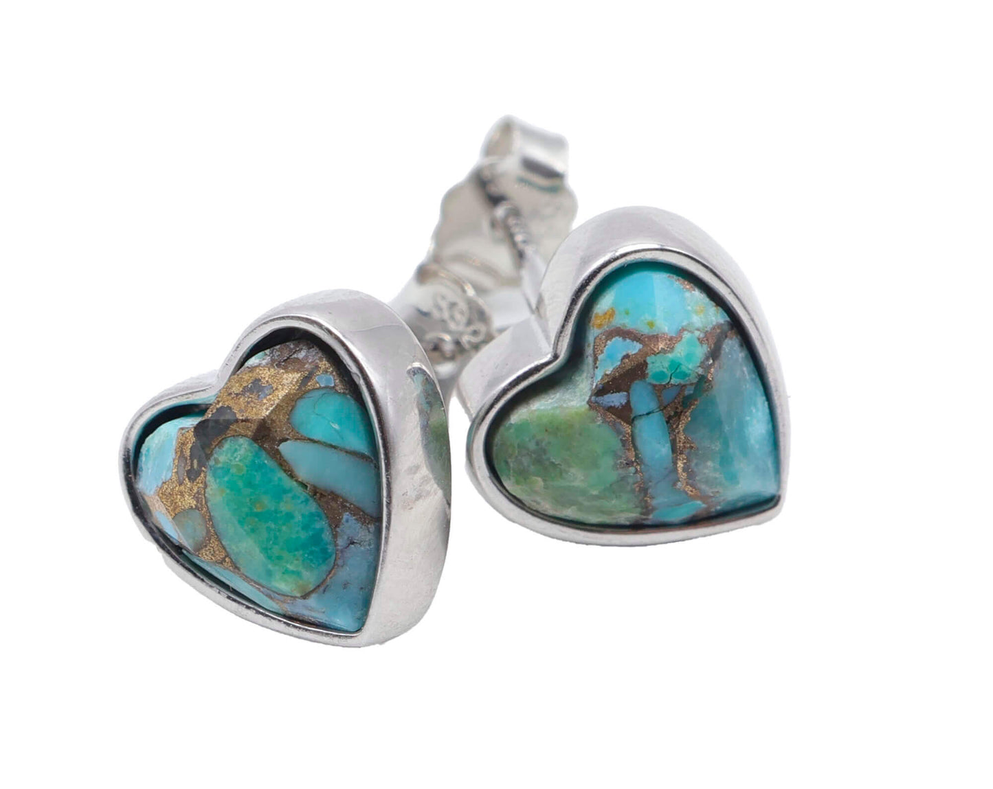 Boucles d'oreilles Argent 925 Turquoise Coeur