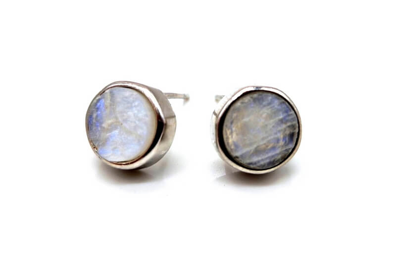 Boucles d'oreilles Argent 925 Labradorite ronde brute