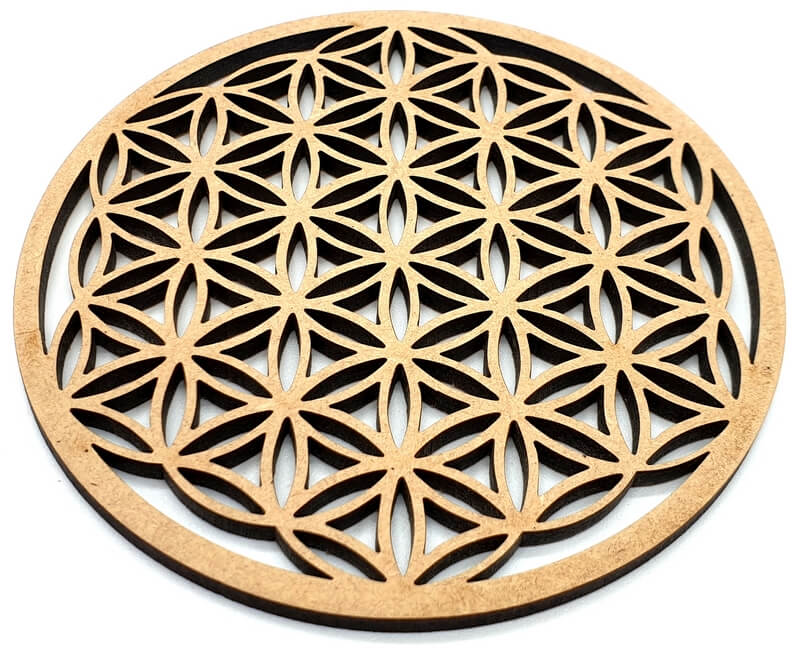 Plaque Fleur de Vie Sculptée Bois 10cm