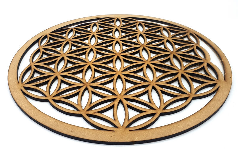 Plaque Fleur de Vie Sculptée Bois 30cm