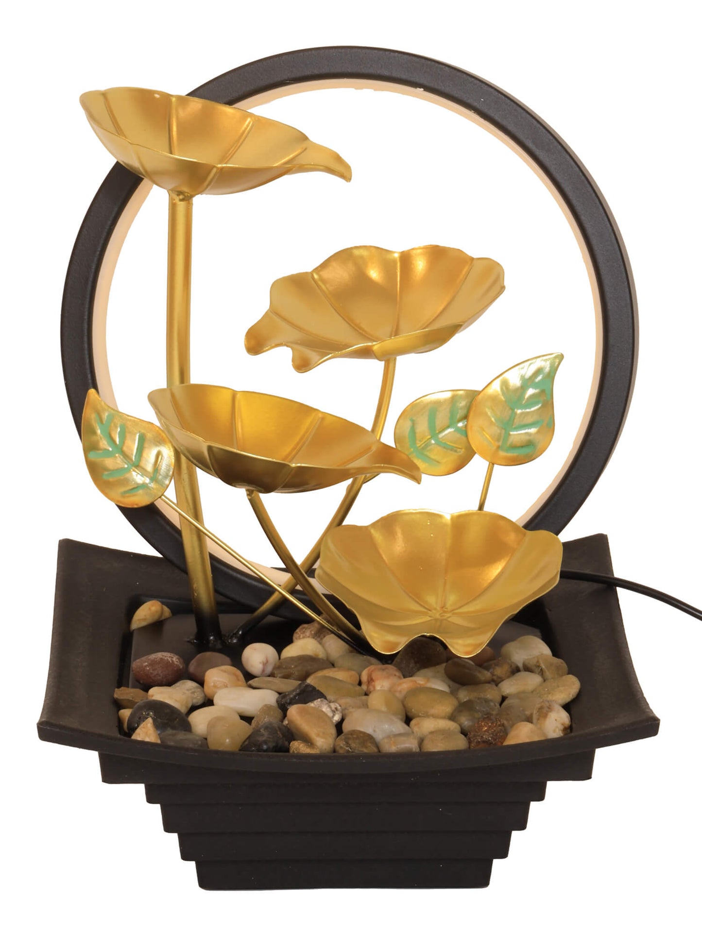 Fontaine Résine Fleurs de Forêt + Cerceau LED 30cm