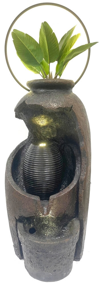 Fontaine Résine Pot à Plante + Cerceau LED 115cm