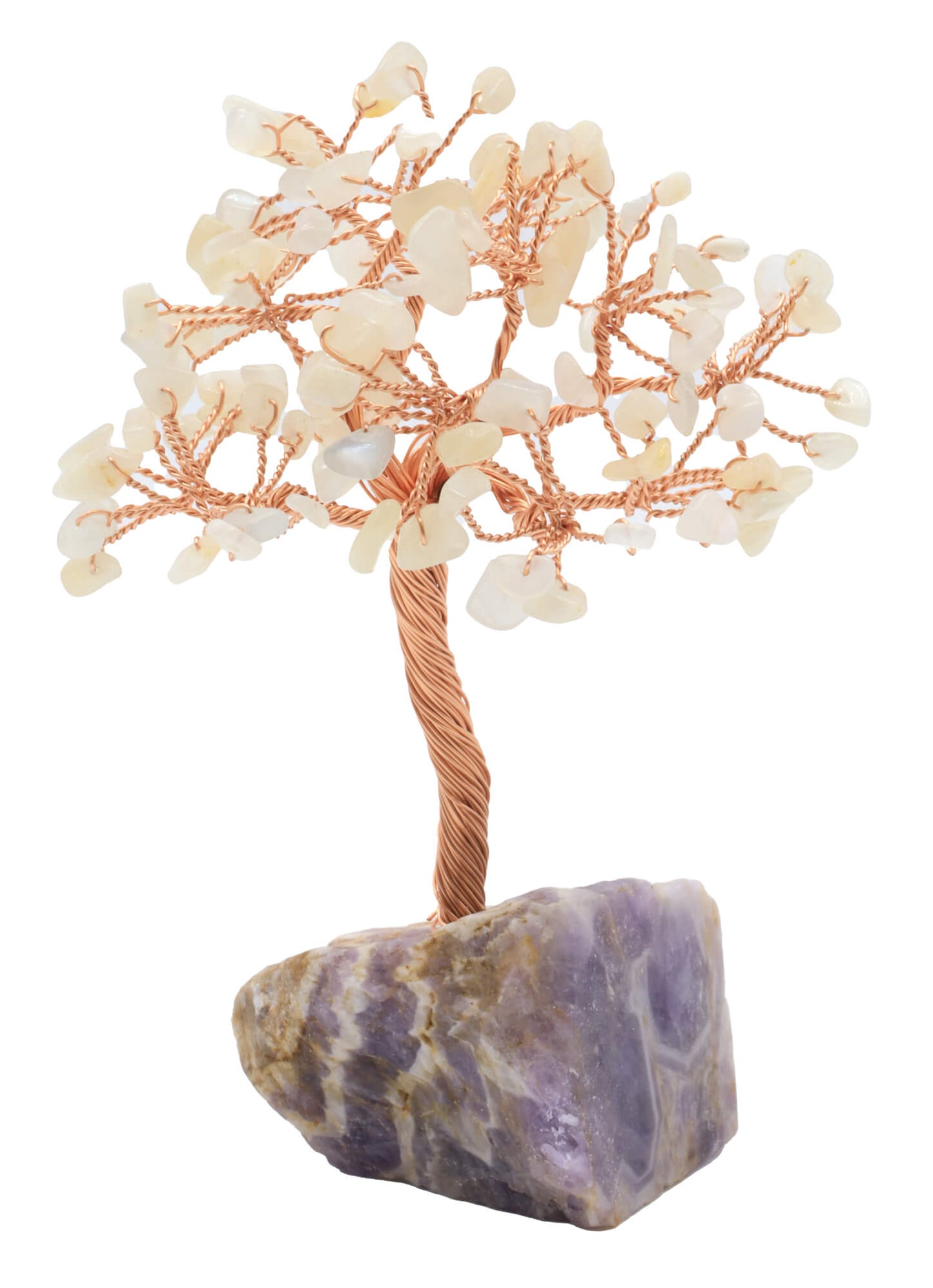 Arbre du Bonheur Pierre de Lune base Améthyste 14cm