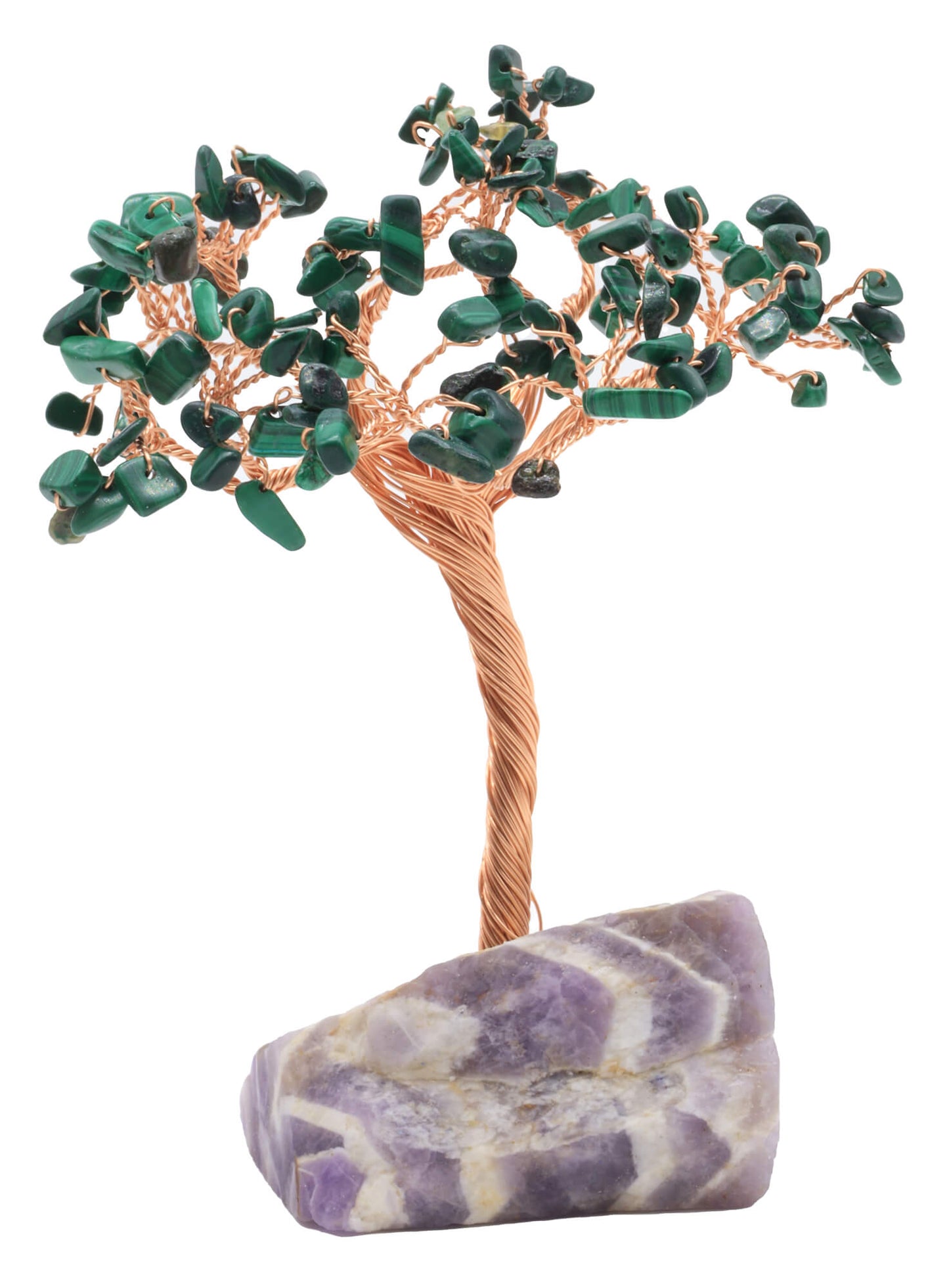 Arbre du Bonheur Malachite base Améthyste 14cm