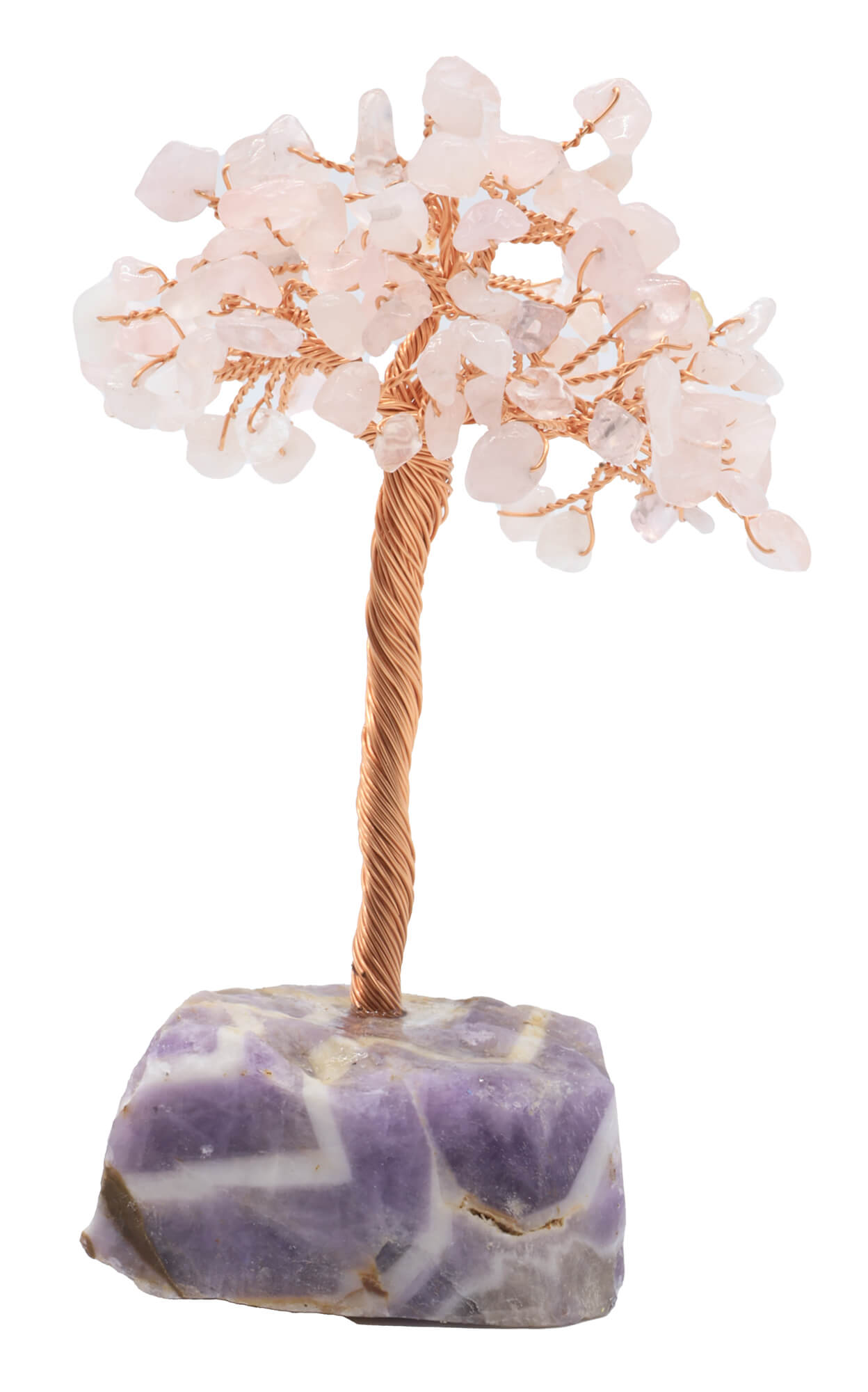 Arbre du Bonheur Quartz Rose base Améthyste 14cm