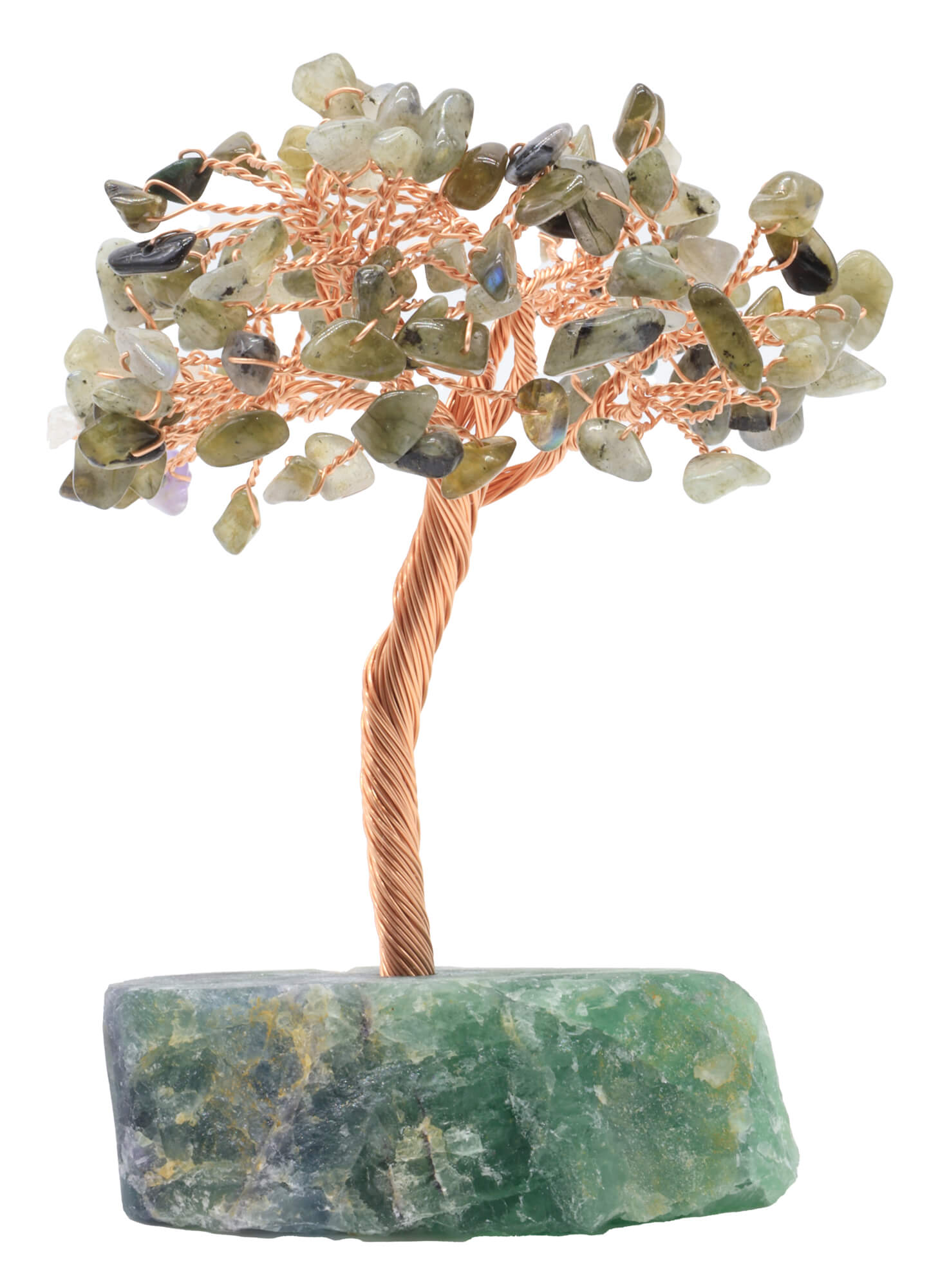 Arbre du Bonheur Labradorite base Fluorite 14cm