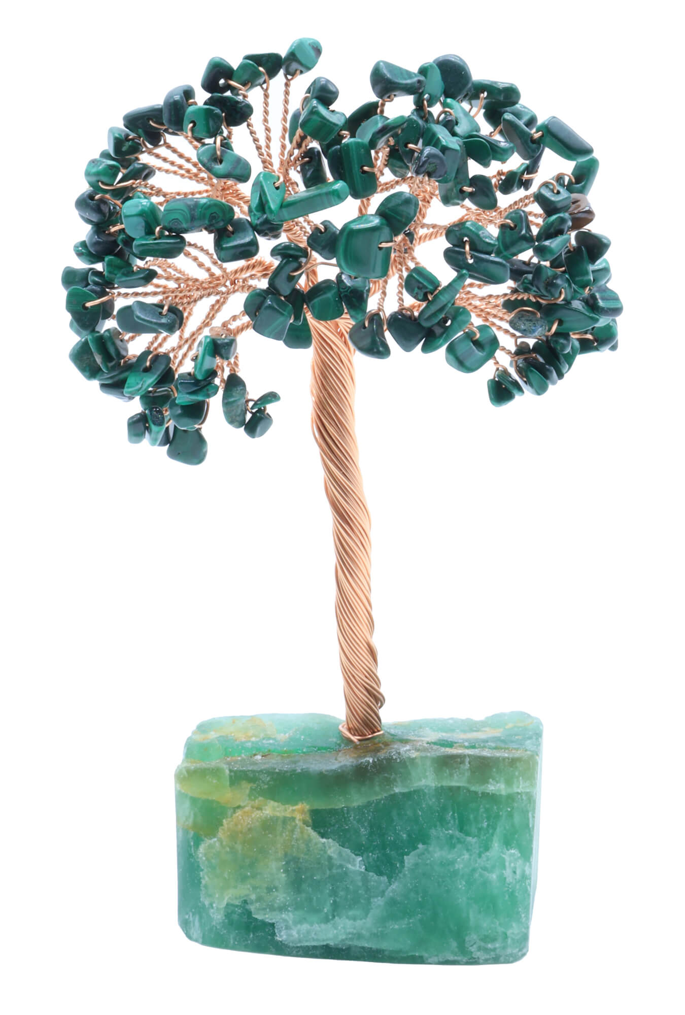 Arbre du Bonheur Malachite base Fluorite 14cm