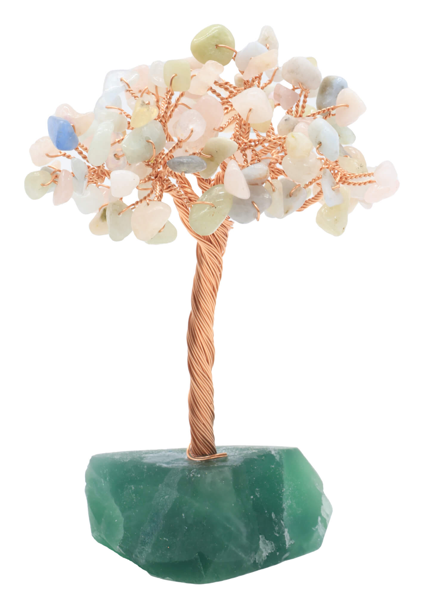 Arbre du Bonheur Morganite base Fluorite 14cm