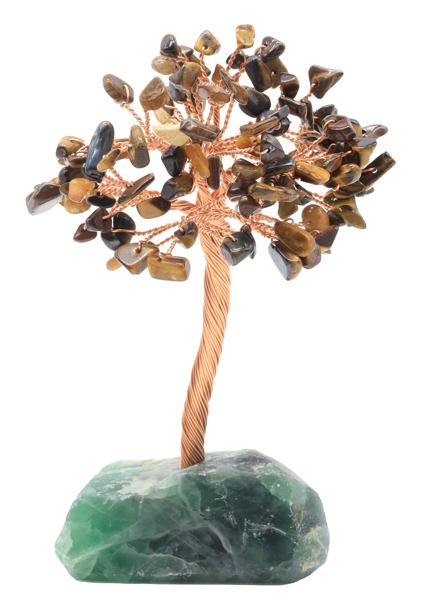 Arbre du Bonheur Oeil de Tigre base Fluorite 14cm