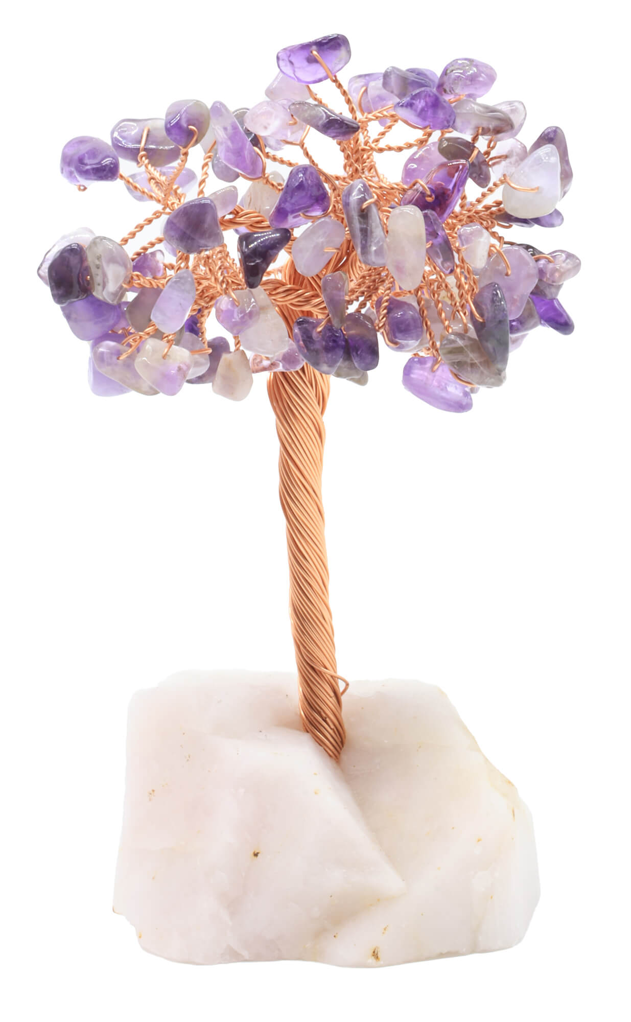 Arbre du Bonheur Améthyste base Quartz Rose 14cm