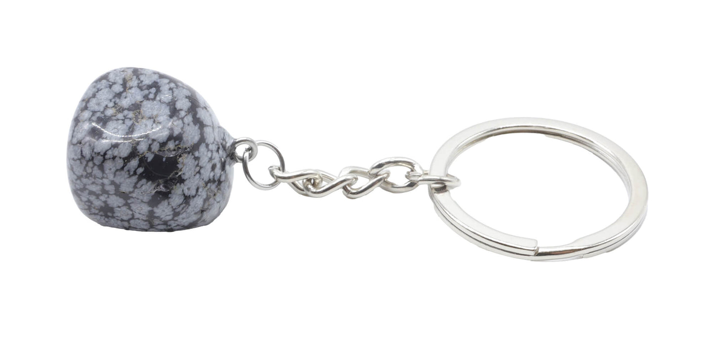 Porte Clés Obsidienne Neige roulée 3cm