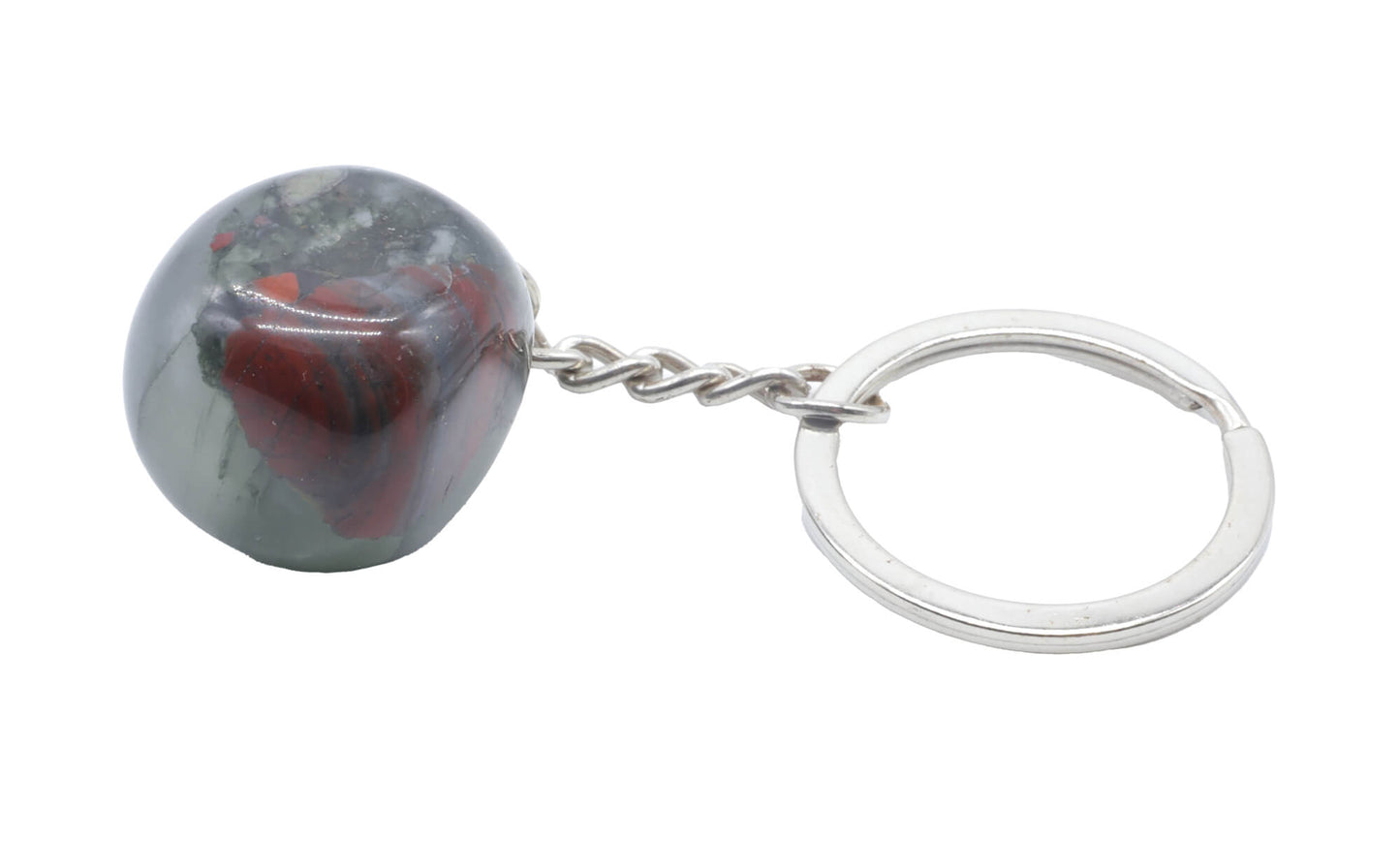 Porte Clés Jaspe Héliotrope Africaine roulée 3cm