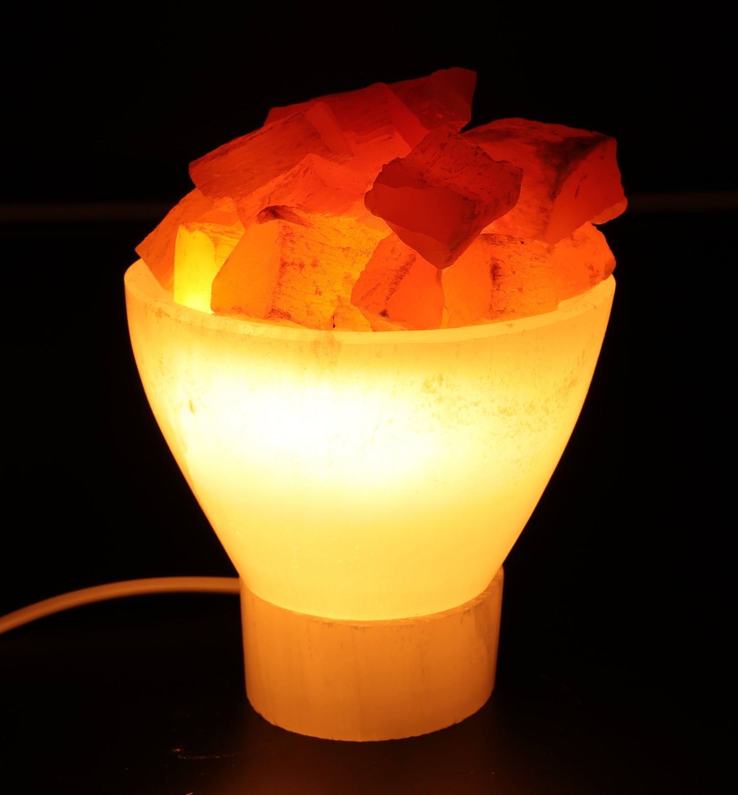 Lampe Sélénite Bol & Cristaux 20cm