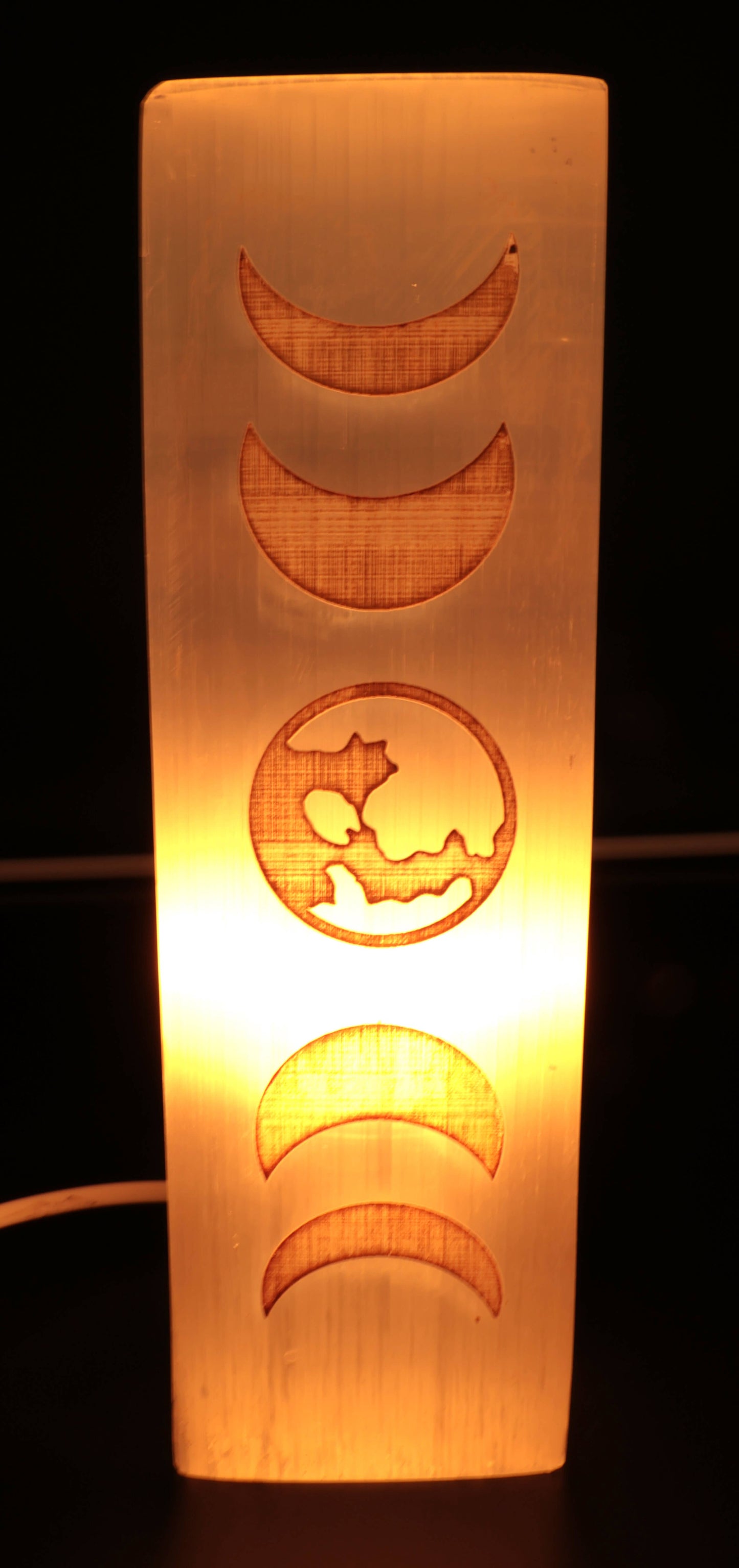 Lampe Sélénite Rectangle Gravée 25cm - Cadran Lunaire