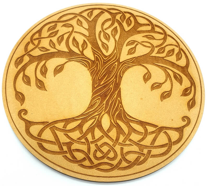 Plaque Bois Arbre de Vie Gravé 30cm