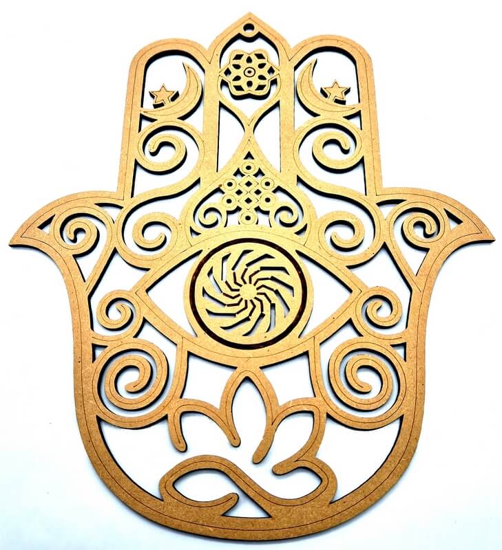 Plaque Murale Bois Main de Fatima 30cm