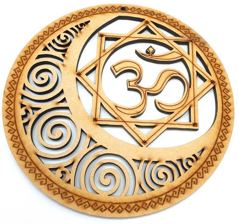 Plaque Murale Bois OM Lune 15cm