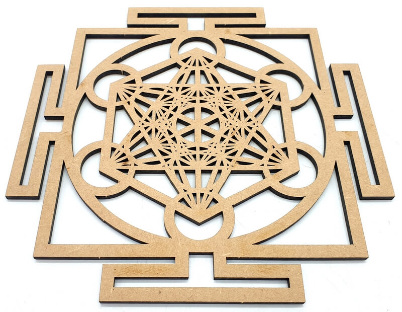 Plaque Bois Métatron Yantra 20cm