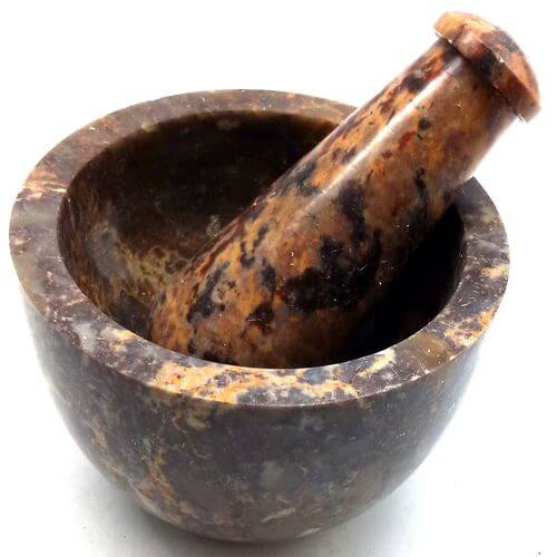 Mortier Pierre Saponite Léopard 10cm