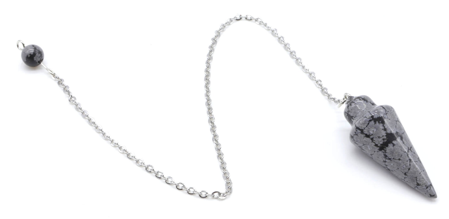 Pendule Goutte Obsidienne Neige 3cm