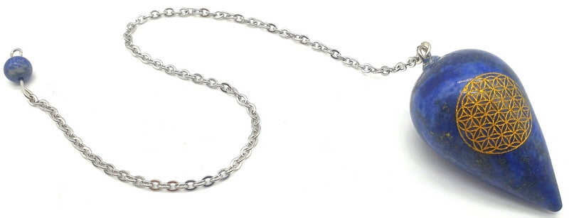 Pendule Gravé Fleur de Vie 4cm - Lapis Lazuli