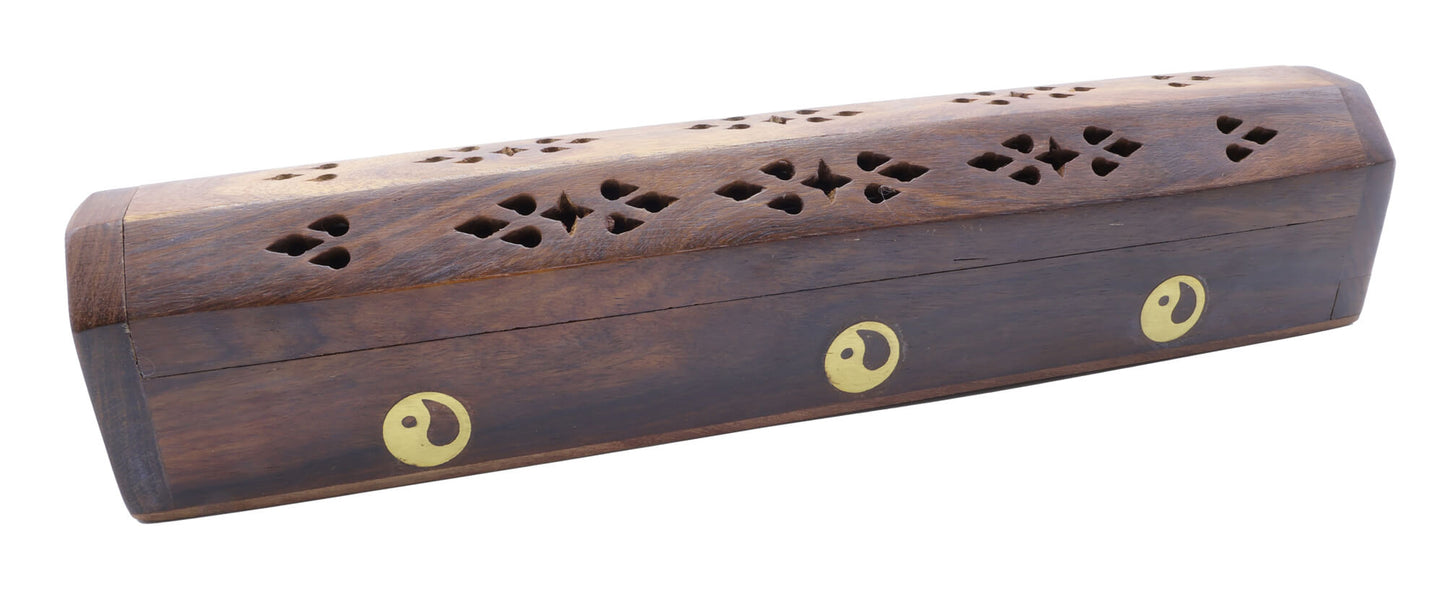 Porte-Encens Bois Coffret Ying Yang 30cm