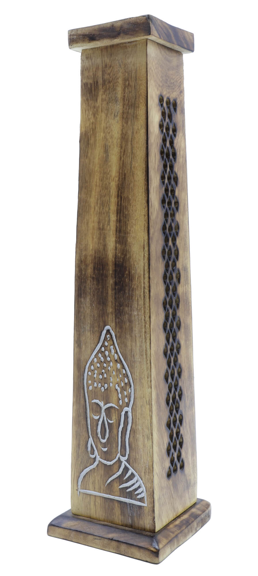 Porte-Encens Bois Tour Pyramide Motifs 30cm