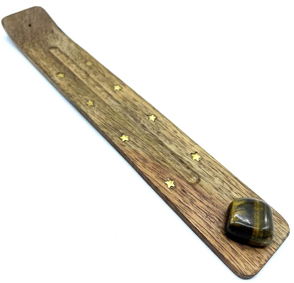 Porte-Encens Bois Ski 25cm + Oeil de Tigre