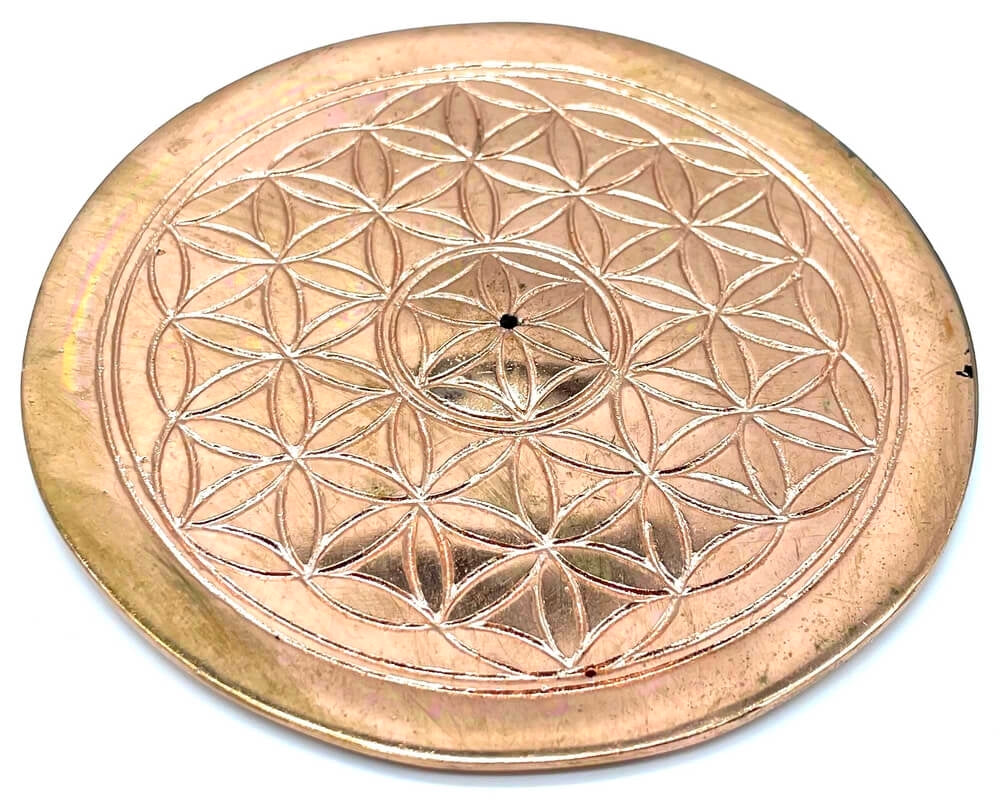 Porte-Encens Métal Fleur de Vie 10cm - Plaqué Cuivre