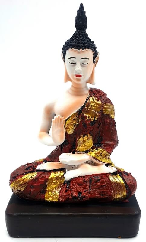 Statue Résine Bouddha Thaï Rouge 18cm