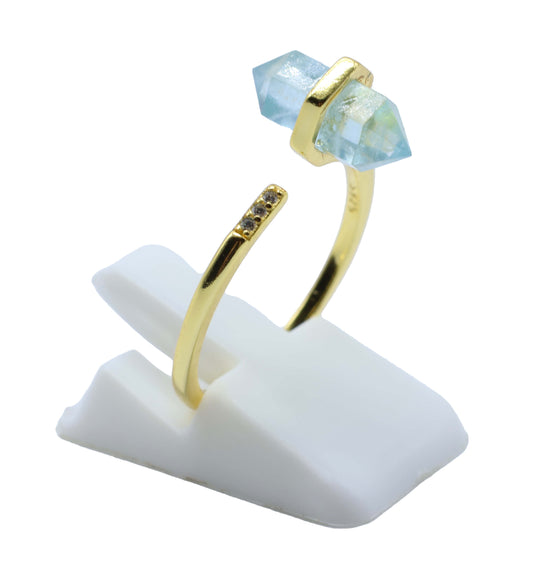 Bague Argent 925 Aigue Marine Pointe