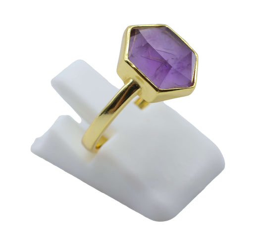 Bague Argent 925 Améthyste Hexagonale