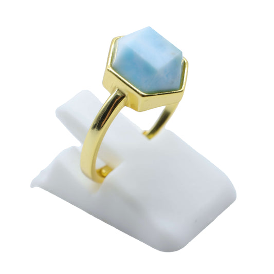 Bague Argent 925 Larimar Hexagonale