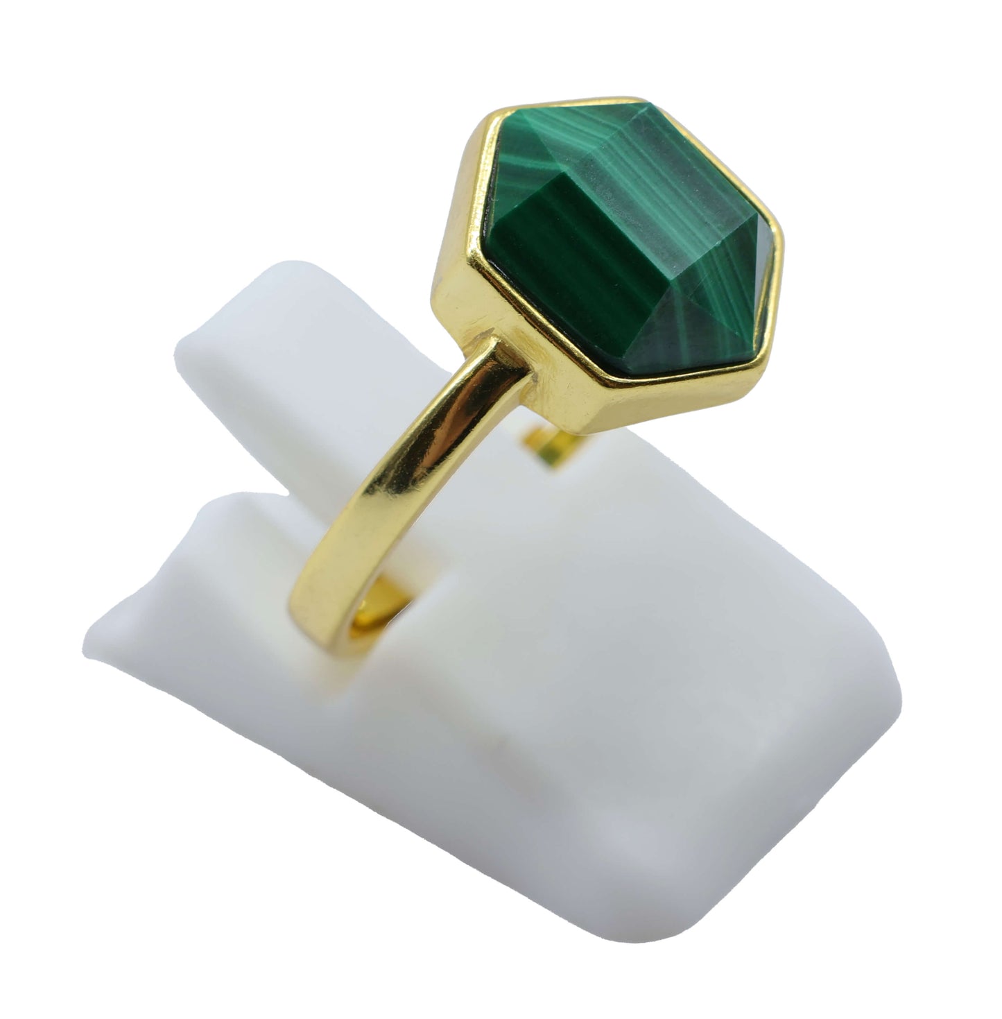 Bague Argent 925 Malachite Hexagonale