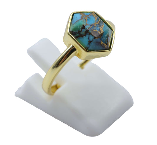 Bague Argent 925 Turquoise Hexagonale